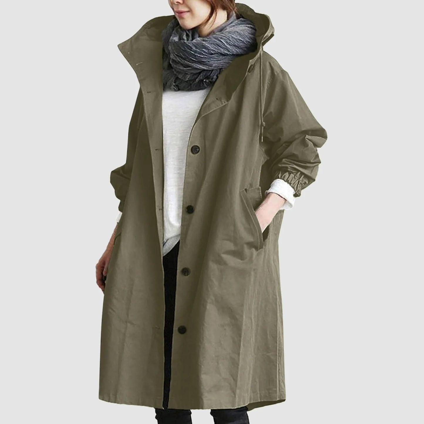 Warme Große Knopfleiste Regenjacke für Damen | Ideal für Herbst/Winter