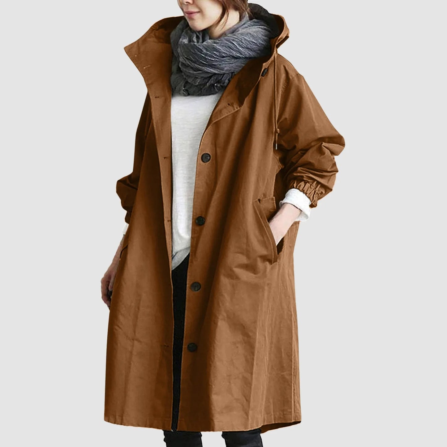 Warme Große Knopfleiste Regenjacke für Damen | Ideal für Herbst/Winter