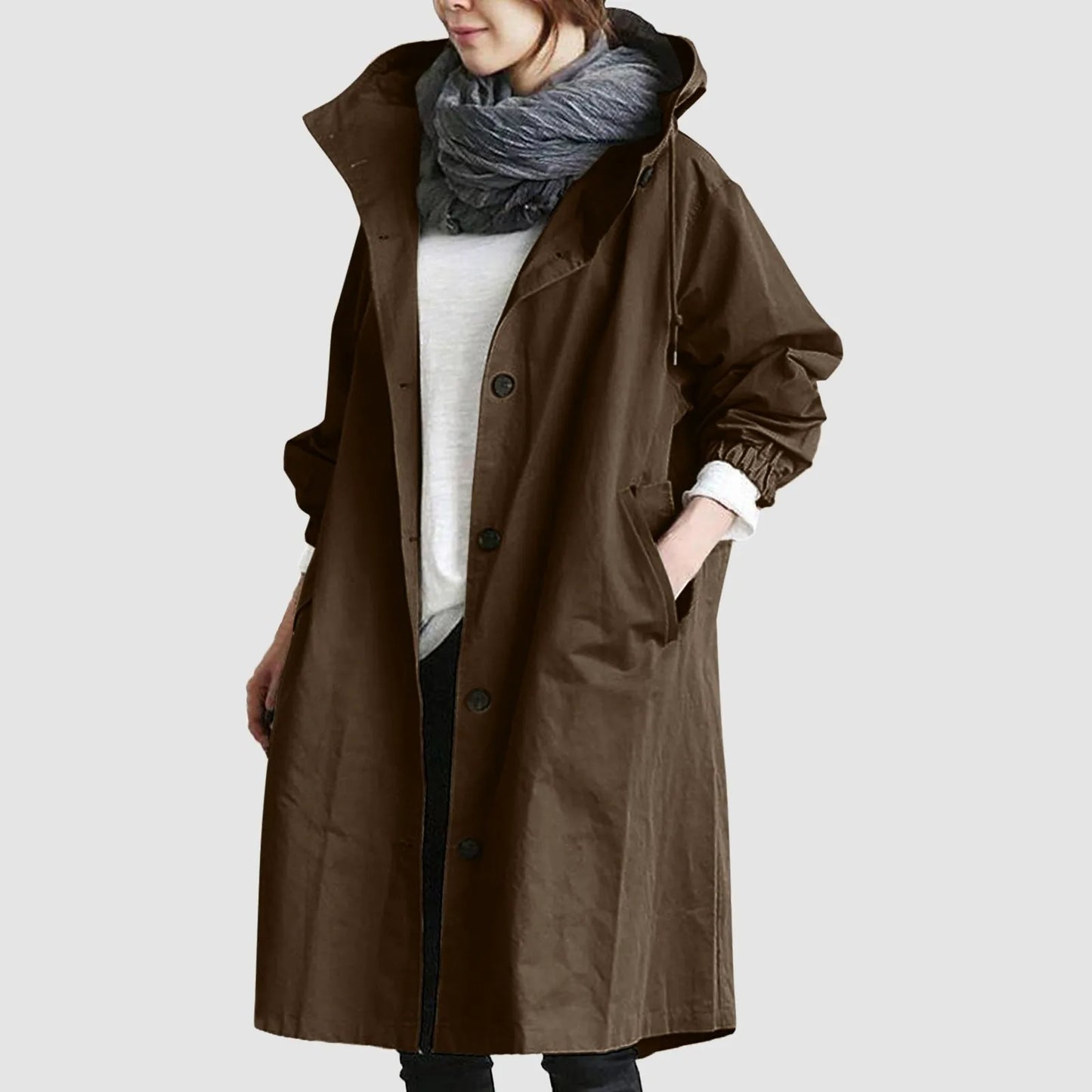 Warme Große Knopfleiste Regenjacke für Damen | Ideal für Herbst/Winter