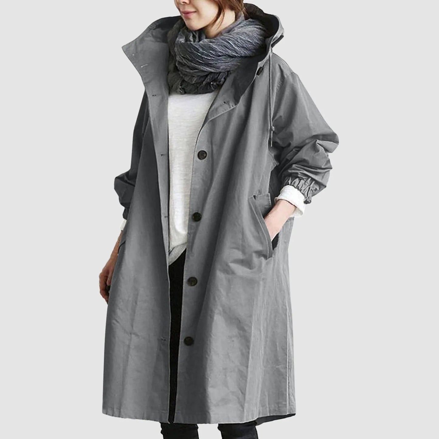 Warme Große Knopfleiste Regenjacke für Damen | Ideal für Herbst/Winter