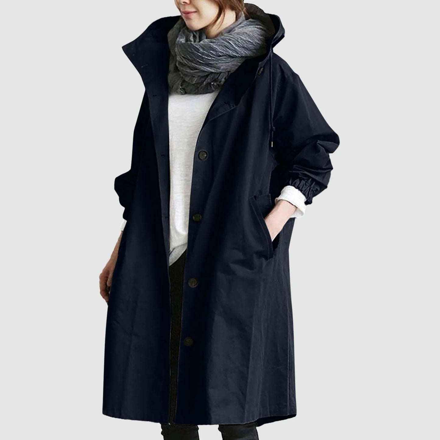 Warme Große Knopfleiste Regenjacke für Damen | Ideal für Herbst/Winter