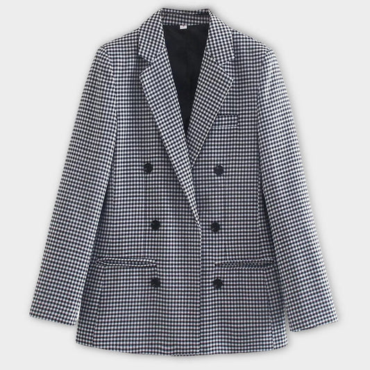 Lockere Karierte Blazer Mit Knöpfen Und Taschen Für Damen | Perfekt für Casual Days