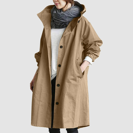 Warme Große Knopfleiste Regenjacke für Damen | Ideal für Herbst/Winter