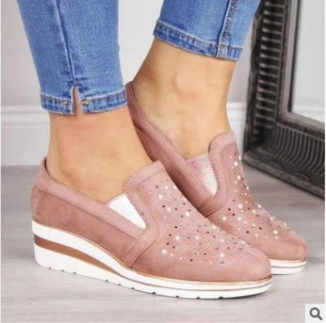 Klassische Keilabsatz-Turnschuhe mit Perlen für Damen | Perfekt für alle Jahreszeiten