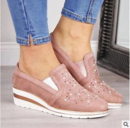 Klassische Keilabsatz-Turnschuhe mit Perlen für Damen | Perfekt für alle Jahreszeiten