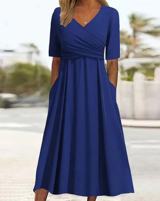 Amaris - Überkreuz Faltig Elegante Kleid für Damen | Ideal für Frühling/Sommer