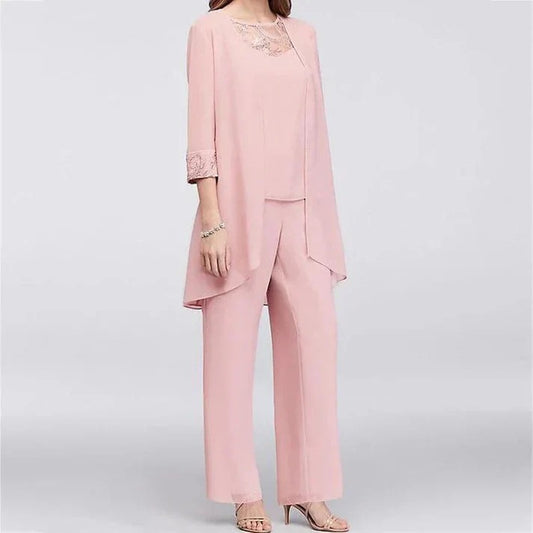 Brautmutter Mode Hosenanzug aus Spitze und Chiffon für Damen | Ideal für Sommer
