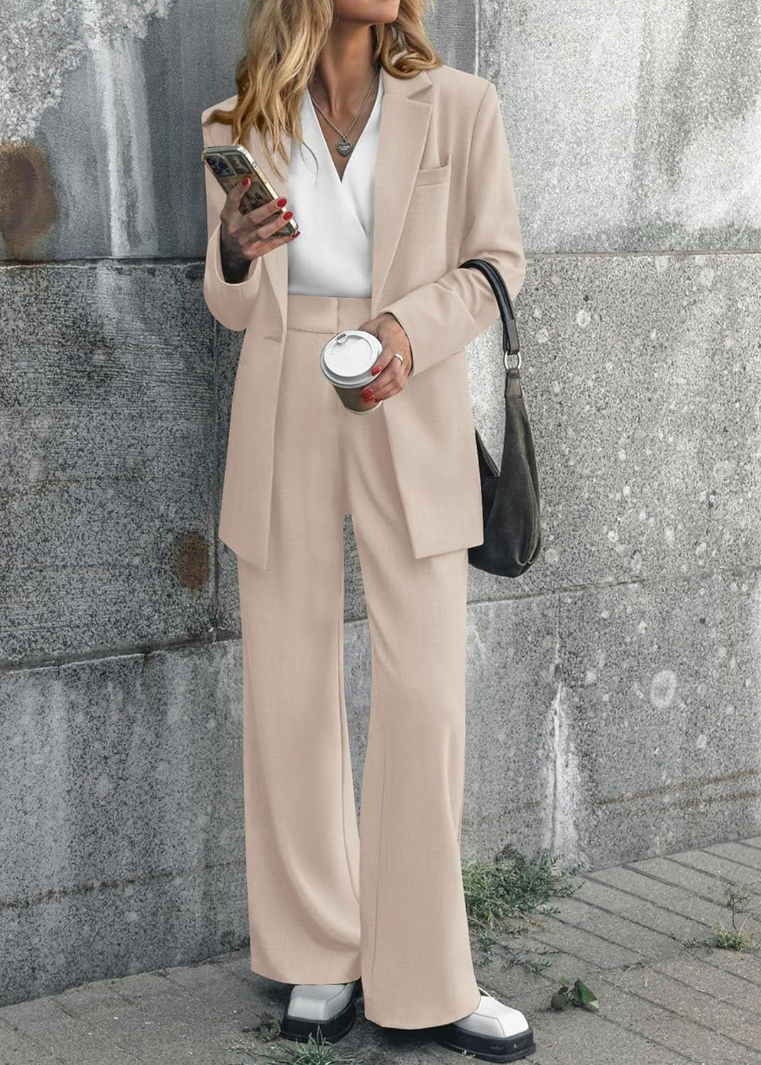 Einzelknopf Strickjacke und Hose Zweiteiler für Damen | Ideal für Herbst
